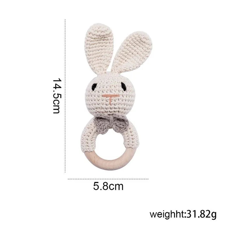 Wooden Rattle Baby Teether for Kids Teething Rings Animal Crochet Rattle Elephant Wooden Babies Gym Montessori Children's Toys