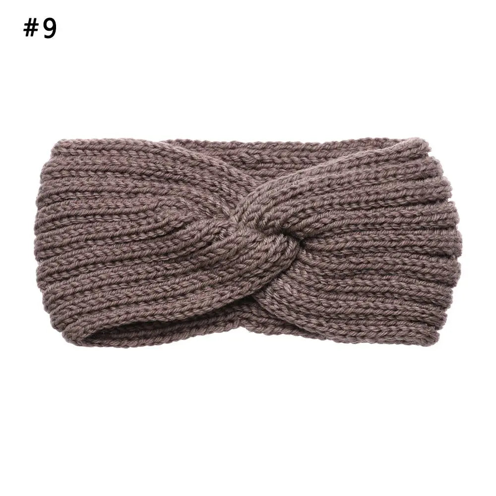 Women Weaving Cross Headband Knitting Warm Headwear Leopard Bowknot Turban Wide Fashion Winter Cycling Crochet Turban Colorful