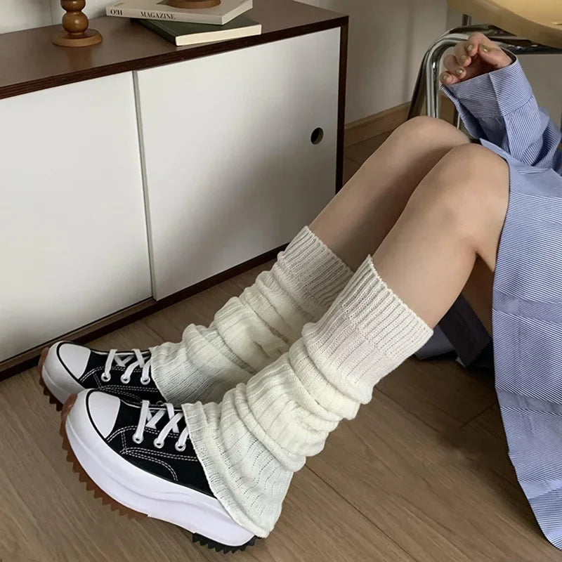 2025 Spring Lolita Leg Warmers Socks Female Knitted Warm Foot Cover Women Warmer Lady Autumn Crochet Heap Heap Socks Boot Cuffs