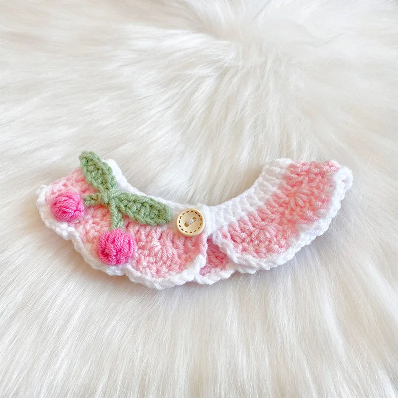Crochet Pet Collar Cat Scarf Dog Scarf Cute Princess Style Handmade Pet Accessories Suitable for Small Dogs and Cats