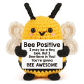 1PC Mini Cute Crochet Positive Bee Creative Plush Holiday Gift Desktop Decoration Ornament Gift