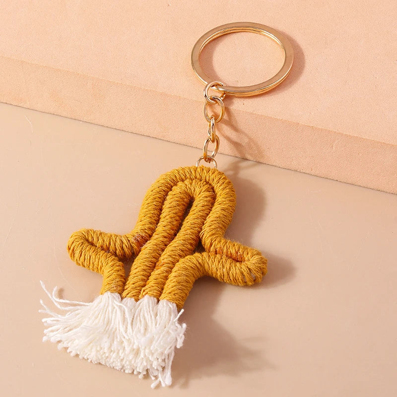 Cute Hand knitted Rainbow Tassels Keychain Women Girls Keyring for Car Key Holder Handbag Pendant DIY key Chain Jewelry Gifts
