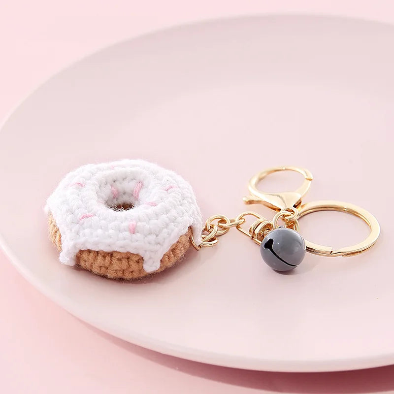 New Handmade Weaving Keychain Wool Crochet Unique Knitted Pendant Keyring Strawberry Watermelon Orange Pendant Key Chain Gifts