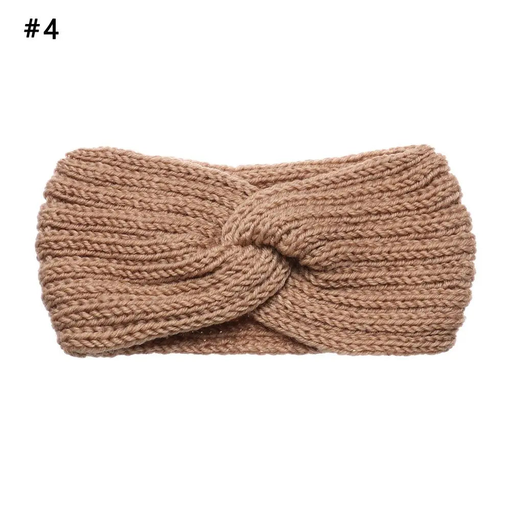 Women Weaving Cross Headband Knitting Warm Headwear Leopard Bowknot Turban Wide Fashion Winter Cycling Crochet Turban Colorful