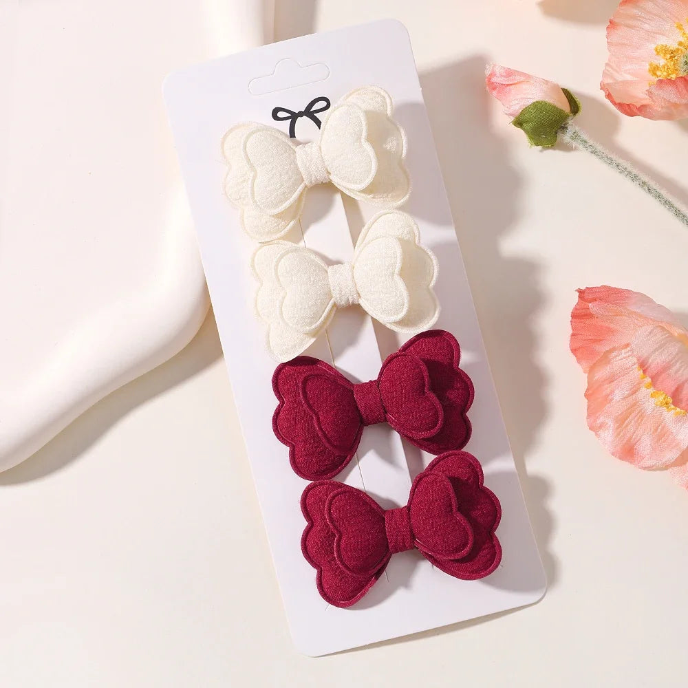 4pcs/set New Cute Baby Girls Wool Knitting Headwear Handmade Crochet Butterfly Alloy Hairs Clips Children Hairpins Wholesale