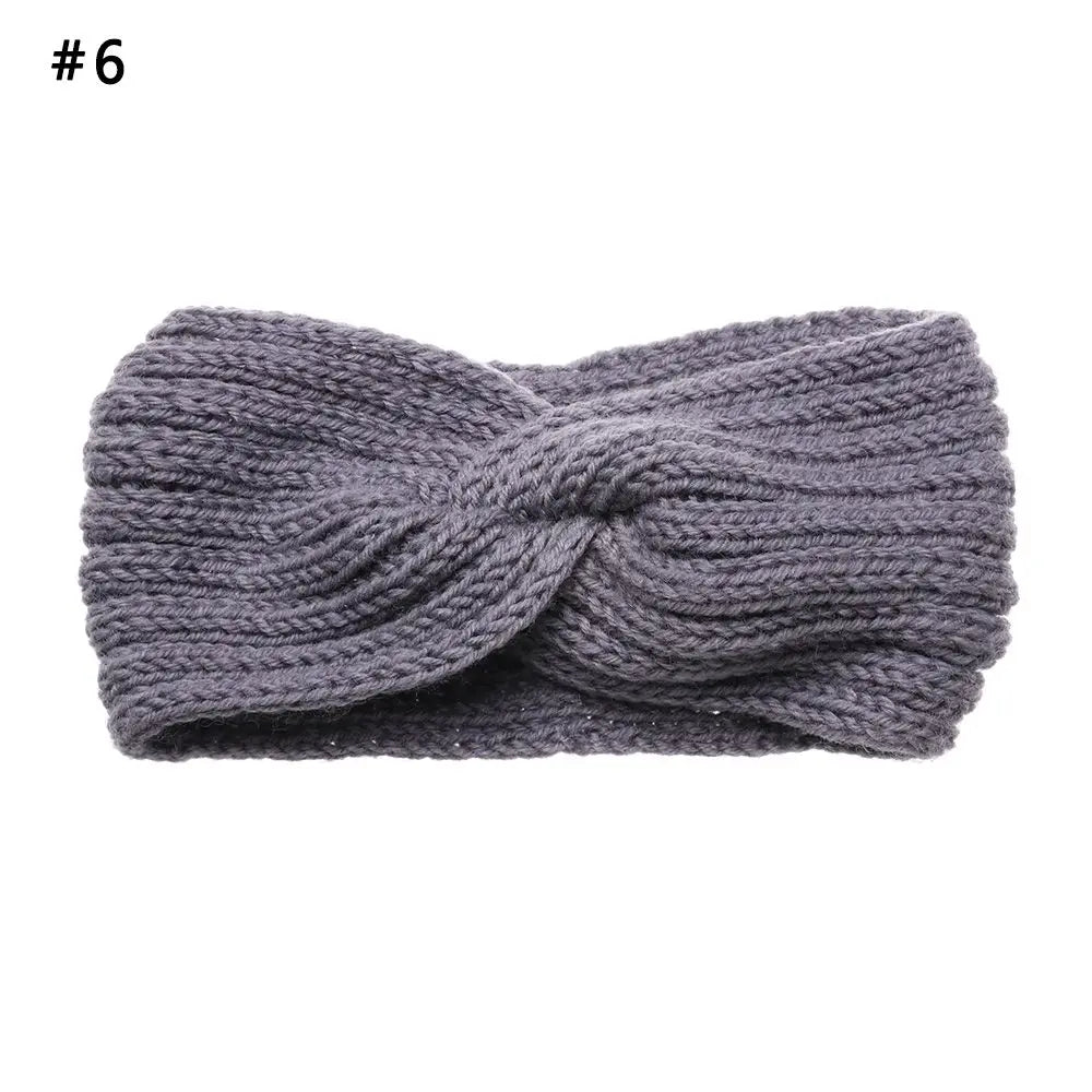 Women Weaving Cross Headband Knitting Warm Headwear Leopard Bowknot Turban Wide Fashion Winter Cycling Crochet Turban Colorful