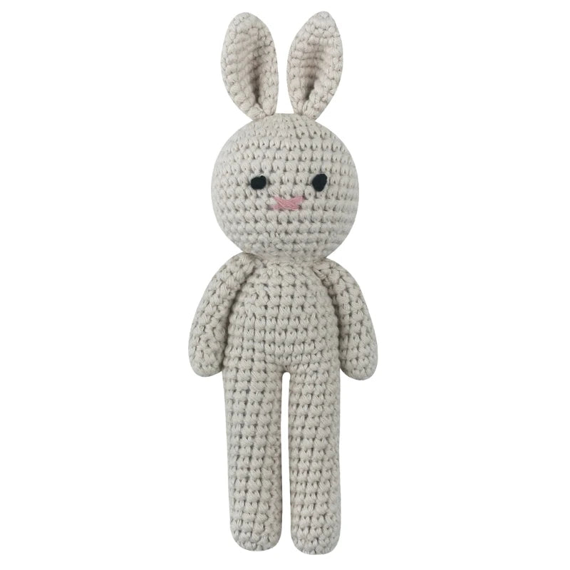 Cotton Crochet Baby Stuffed Rabbit Toy kawaii Handmade Bunny Plush Toys Newborn Handhold Sleeping Doll Kid Early Educational Toy