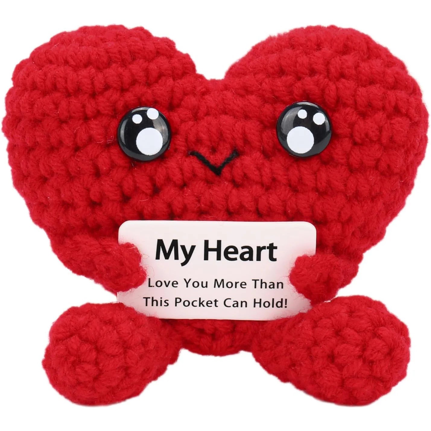 Funny Handmade Crochet Heart Doll Mother's Day Birthday & Christmas Gifts Crochet Positive Heart Desktop Ornament Home Decor