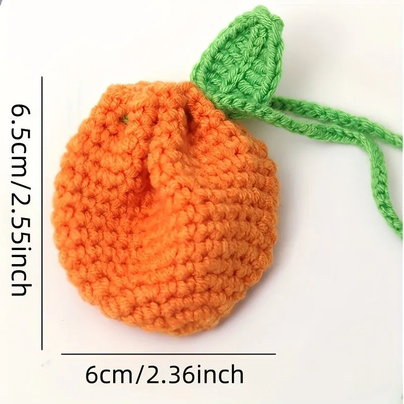 Handmade Crochet Fruit Purse, Knitted Wallet, Stylish Travel Accessory & Gift for Women, Mini Purse for Women