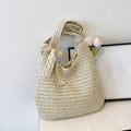 Fashion Rattan Women Shoulder Bags Woven Female Handbags Large Capacity Summer Beach Straw Bags Casual Tote Purses