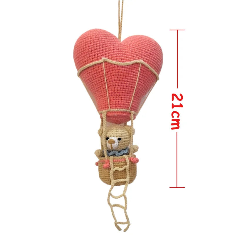 New Handmade Kawaii hot air ball Stuffed Toy Crochet Wool Doll Knitted Bear Doll Soothing Baby Sleeping Toys Kids Birthday Gift