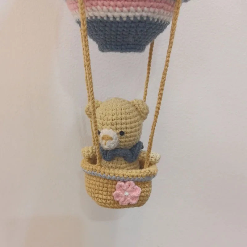 New Handmade Kawaii hot air ball Stuffed Toy Crochet Wool Doll Knitted Bear Doll Soothing Baby Sleeping Toys Kids Birthday Gift